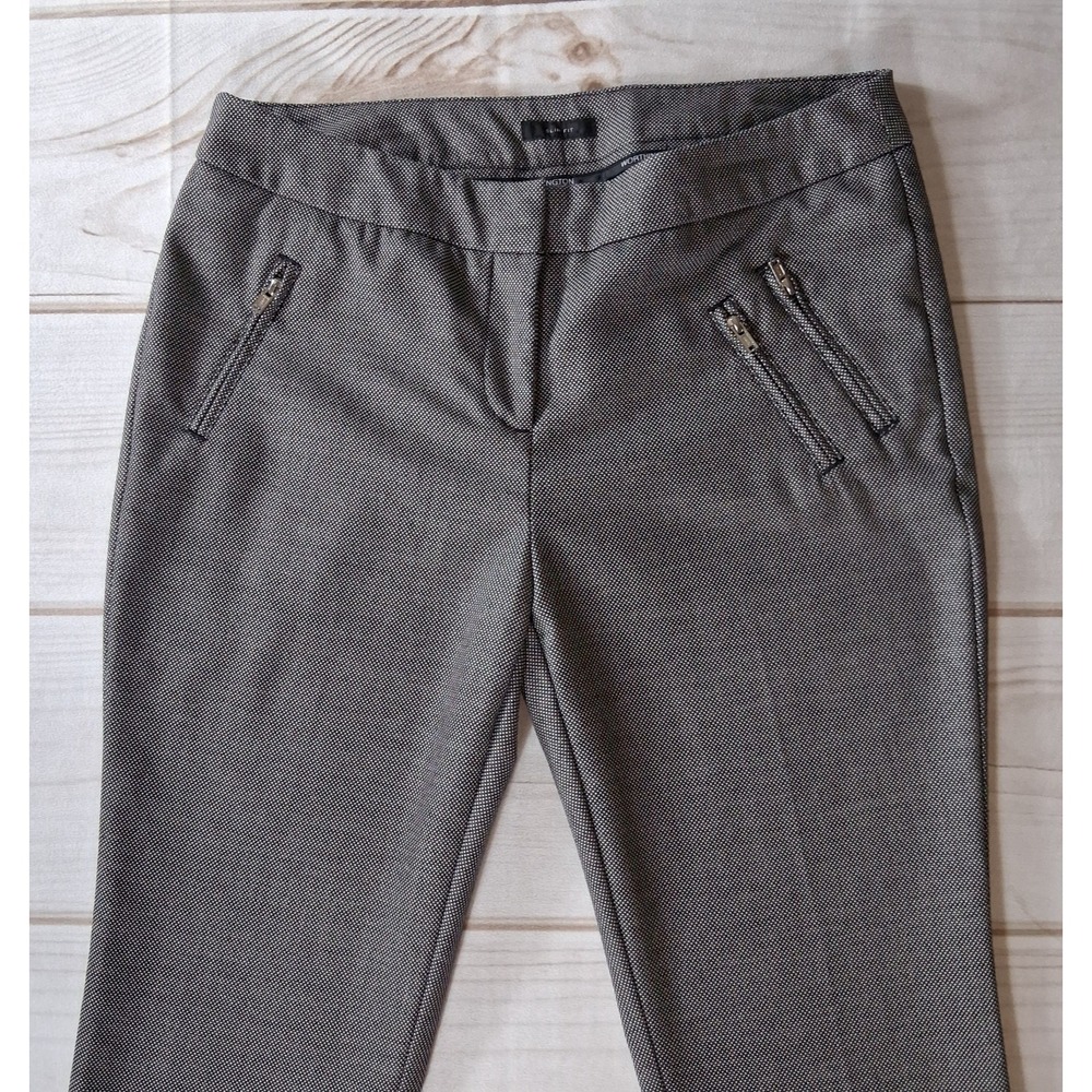 Worthington Womens 6P Slim Fit Dress Pants Black White Micro Pattern Ankle